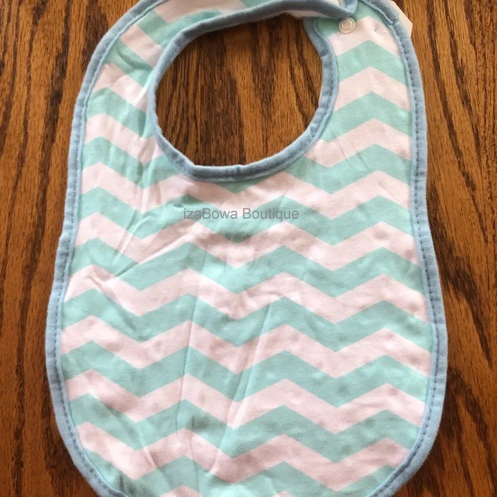Blue Chevron Minky Bib BLUBIB Handmade NWT Boutique